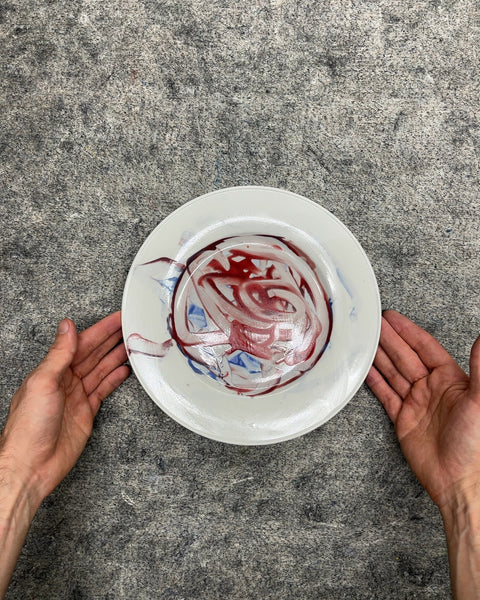 Hand-Painted Abstract Swirl Ceramic Plate