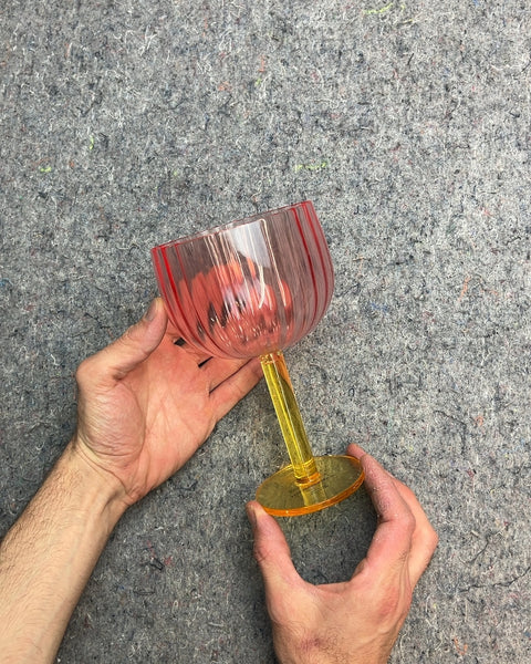 Pink Ribbed Coupe Plastic Glass That Looks Like A Flower
