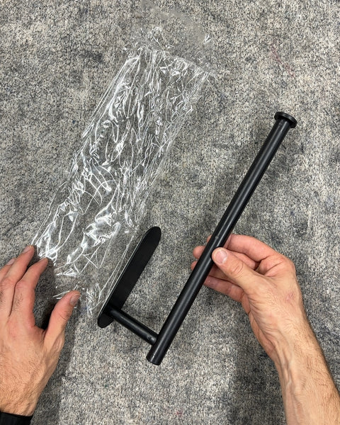 Black Metal Paper Towel Holder With Adhesive Back, 13"