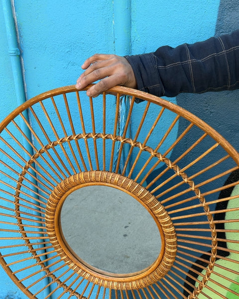 Rattan Sunburst Mirror, W31"