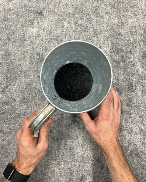 Galvanized Metal Decorative Pitcher Vase with Rope Detail