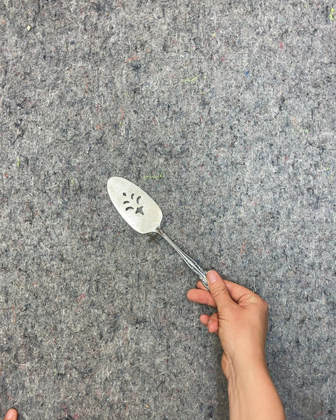 Silver Metal Pie Server with Cutout Design