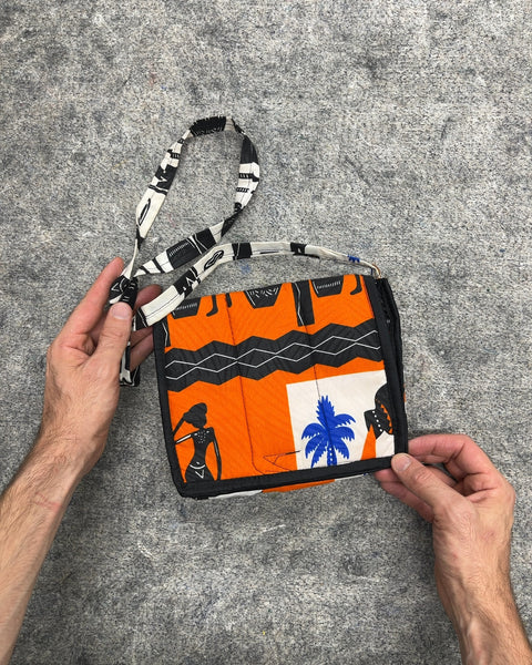 African Wax Print Quilted Crossbody Flap Bag