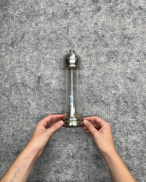 Stainless Steel and Clear Acrylic Pepper Mill Grinder, H10”