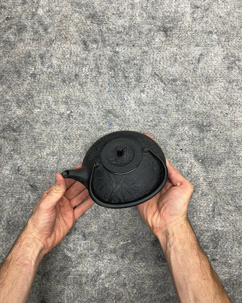 Cast Iron Teapot with Bamboo Relief and Mesh Infuser