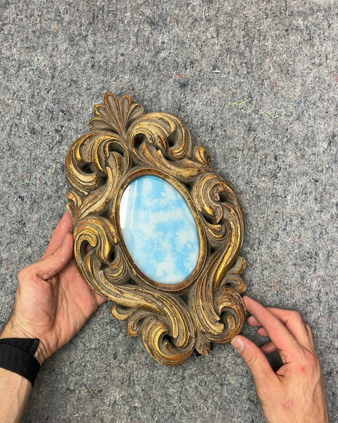 Ornate Gold Oval Picture Frame, H13"