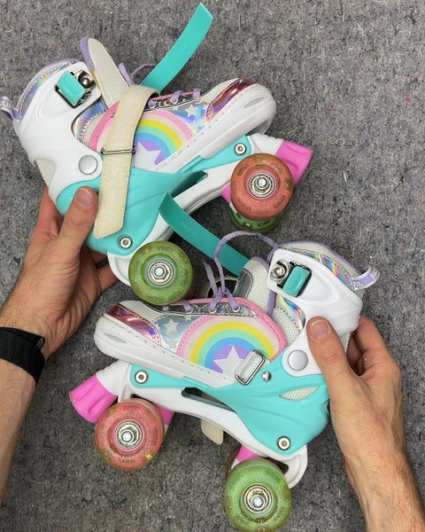 SULIFEEL Kids Rainbow Roller Skates, Size US 10-13C or EU 28-31
