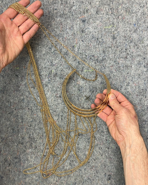 Gold Tone Layered Chain Necklace