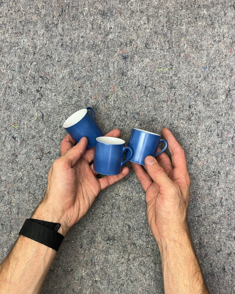 Set of Three Sexy Japanese Blue Espresso Cups