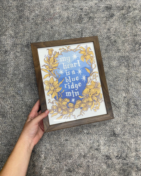 Framed "My Heart Is a Blue Ridge Mtn" Art Print, 9.5 x 12 in