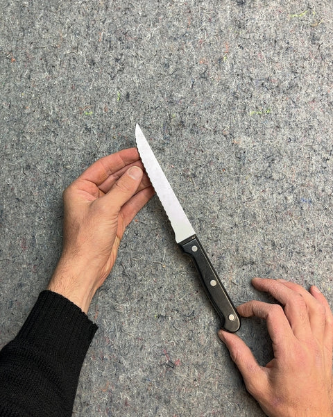 Serrated Steak Knife with Black Handle