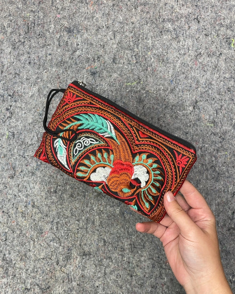 Embroidered Phoenix Zipper Pouch