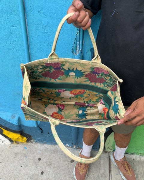 Floral Print End War On Cannabis Tote Bag