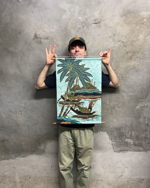 Tropical Island Boat Wall Hanging, 17x24"