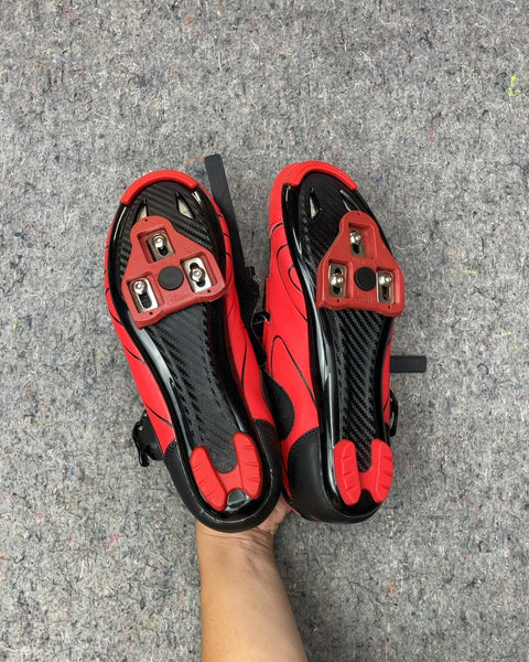 Keesoo Red and Black Clip Cycling Shoes, Sz EU 40