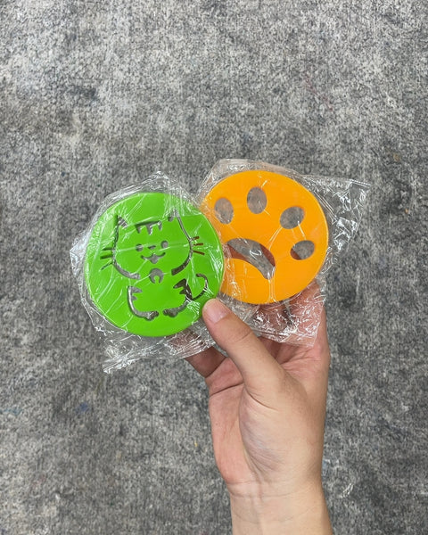 Green Cat and Orange Paw Print Lint Removers
