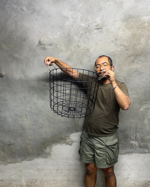 Black Metal Wire Basket with Copper Handles, 18x15"