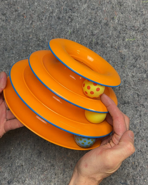 Orange Cat Toy Tower with Balls