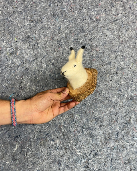 Felted Rabbit Head Wall Decor
