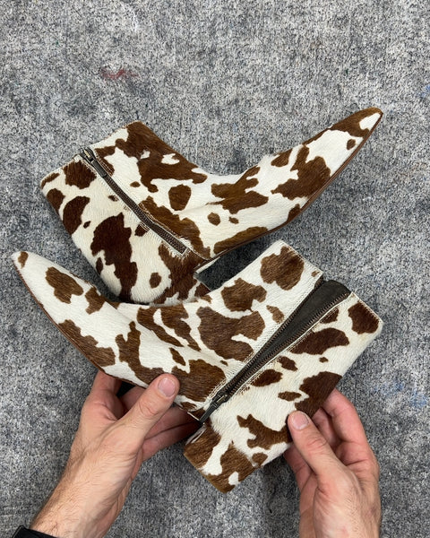 Thursday Boot Co. Brown-and-white Cow Print Ankle booties, Size US 9W