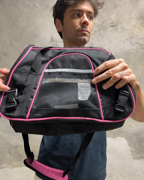 Frisco Black and Pink Soft-Sided Pet Carrier Bag