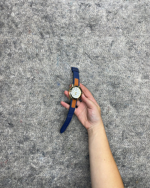 DF Gold Tone Quartz Wristwatch with Blue Strap