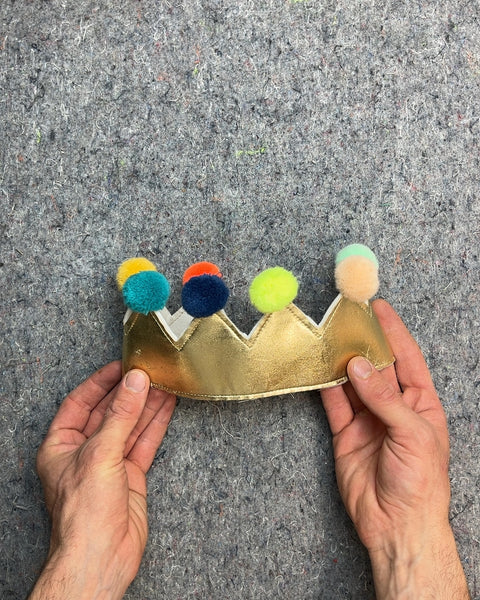 Gold Crown with Pom Poms