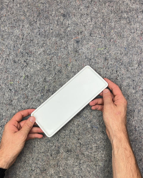 White Rectangular Ceramic Bathroom Tray, 4x9"