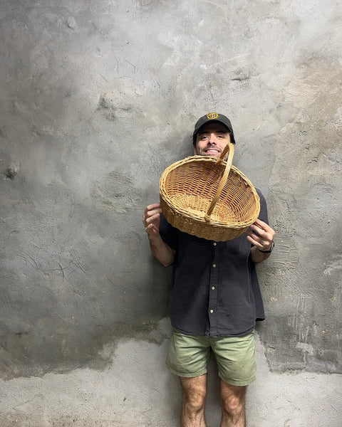 Woven Wicker Basket with Handle, W15"