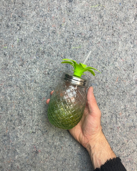 Pineapple Drinking Glass with Straw