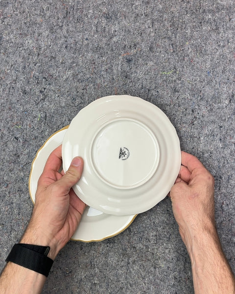 Three Cool Homer Laughlin Scalloped Edge Dessert Plates