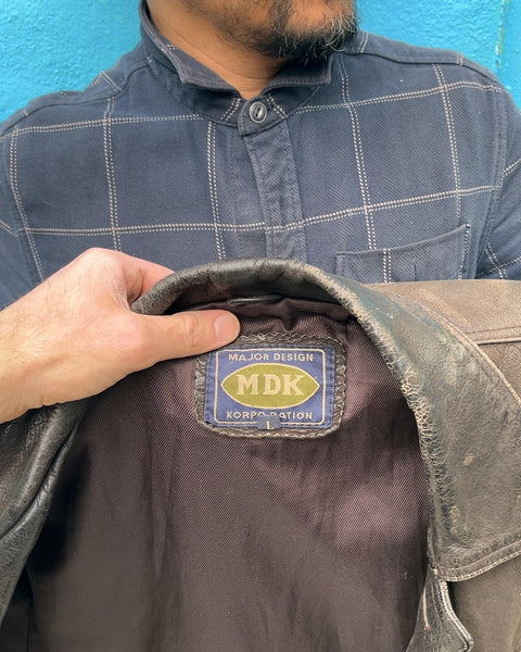 MDK Major Design Corporation Brown Leather Jacket, Size L
