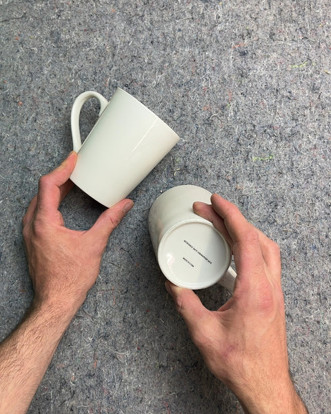 Set of Two White Ceramic Mugs