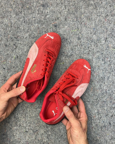 Puma Red Suede Sneakers, Size US 7.5 W or EU 38