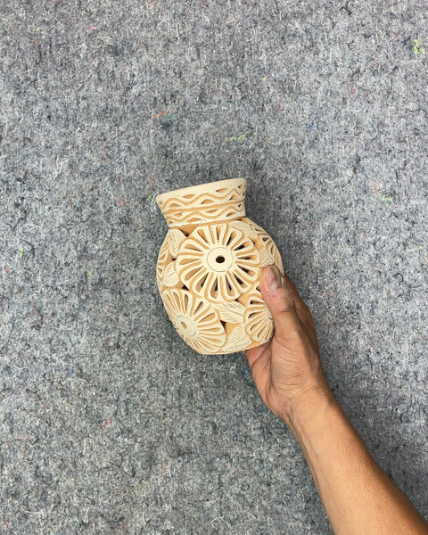 Carved Floral Pattern Vase, 6"