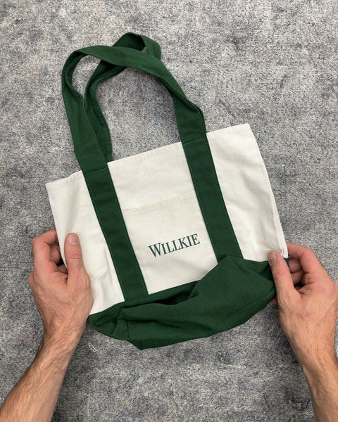 Willkie Canvas Boat Tote Bag Green and White