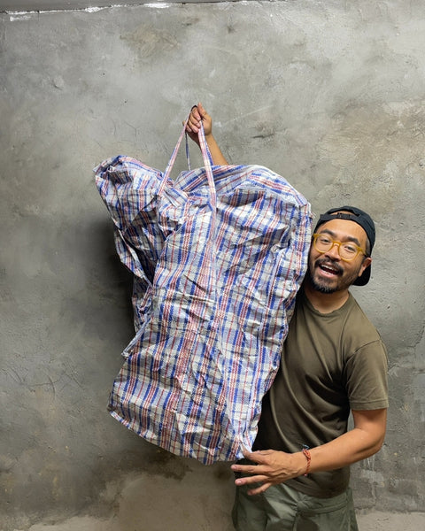 The Real Goyard Chinatown Bootleg Plaid Woven Laundry Bag