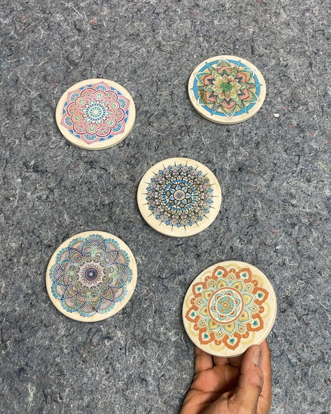 Mandala Pattern Coasters, Set of 5