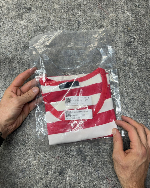 Red and White Striped T-Shirt, Size S