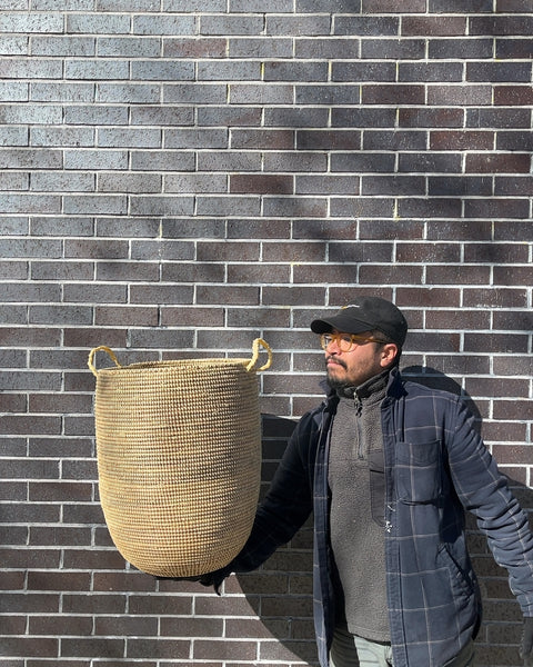 Giant Woven Basket with Handles, H20xW15"