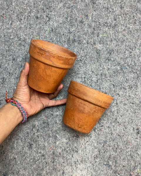 Two Terracotta Clay Flower Pots
