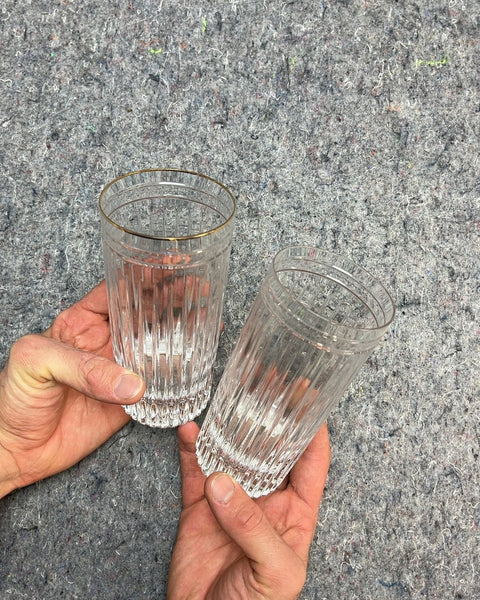 Two Vintage Gold Trim Drinking Glasses