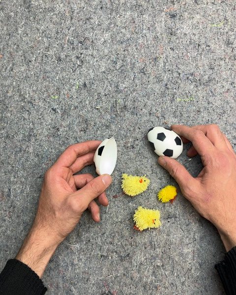 Soccer Ball Shaped Plastic Egg with 3 Chicks Inside