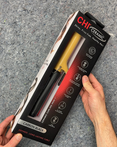Brand New CHI Ceramic Carbon Black Curling Iron 1"
