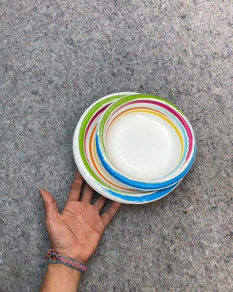 Paper Plates with Colorful Stripes