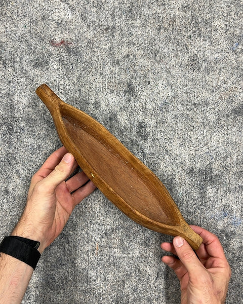Wooden Leaf Shaped Serving Dish, L12"