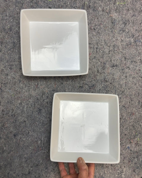 Two White Ceramic Square Dishes