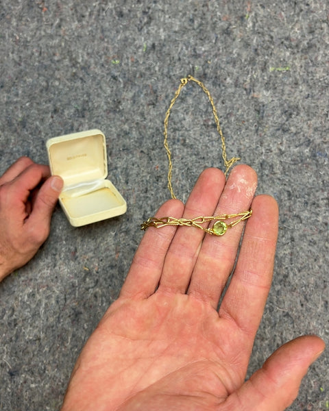 Golden Necklace with Green Stones