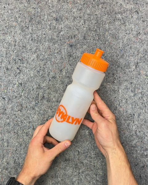 Byklyn White Water Bottle with Orange Lid