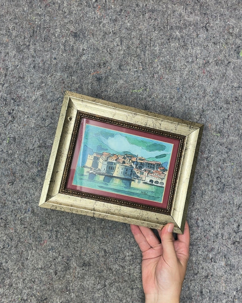 Framed Watercolor Cityscape Painting, 5 x 7 in